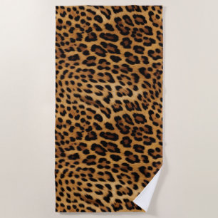 Toalha De Praia Impressão Leopardo Chic Brown