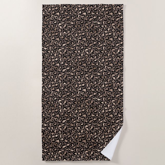 Toalha De Praia Impressão Leopardo de Bronze Castanho-Negro        (Frente)