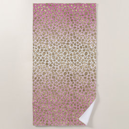 Toalha De Praia Impressão Leopardo Dourada rosa