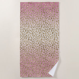 Toalha De Praia Impressão Leopardo Dourada rosa