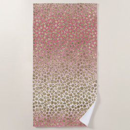 Toalha De Praia Impressão Leopardo Glitter Glitter Dourada de Mânr