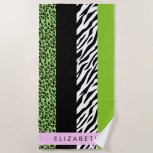 Toalha De Praia Impressão Leopardo, Impressão Zebra, Verde, Seu No