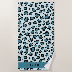 Toalha De Praia Impressão Leopardo, Manchas, Leopardo Azul, Seu No