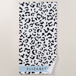 Toalha De Praia Impressão Leopardo, Manchas, Preto E Branco, Seu N