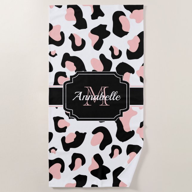 Toalha De Praia Impressão Leopardo Rosa (Frente)