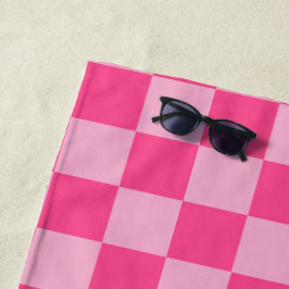 Toalha De Praia Impressão Xadrez Rosa