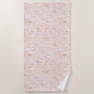 Toalha De Praia Impressão Zebra Dourada com Glama Rosa