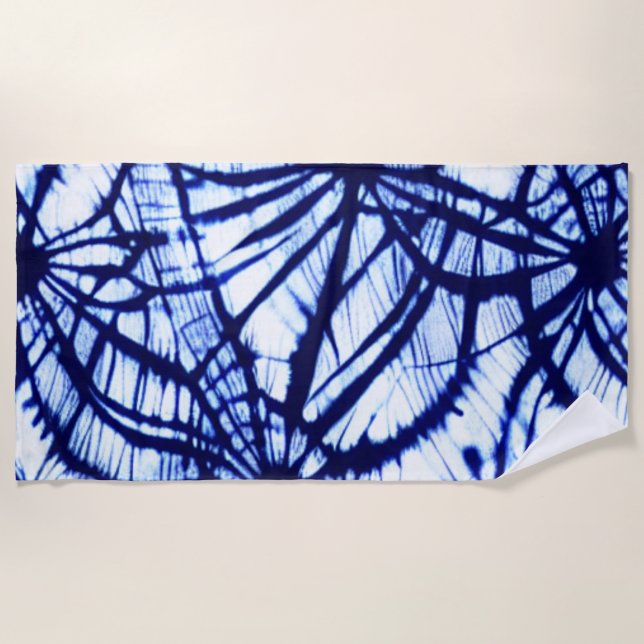 Toalha De Praia Indigo Shibori Tie Dye Beach Towel (Frente)