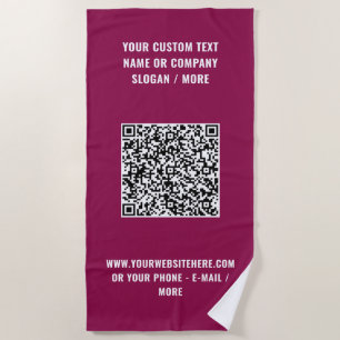 Toalha de Praia Info de Leitura de Código QR Seu T