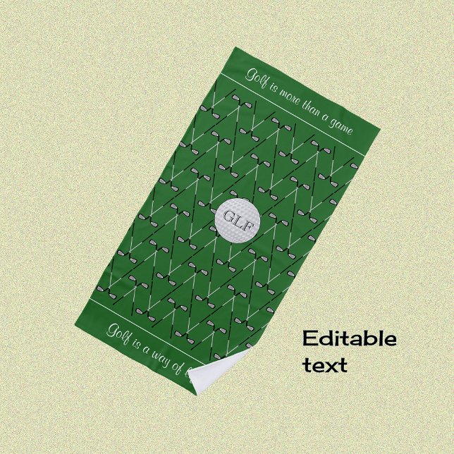 Toalha De Praia Iniciais de texto personalizado com formato verde (Criador carregado)