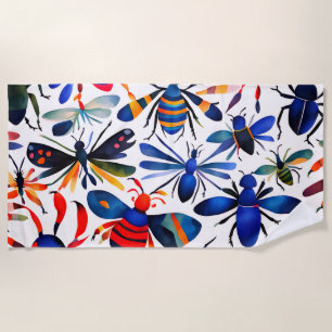 Toalha De Praia Insetos Coloridos Cores Aquáticas Imaginam Arte