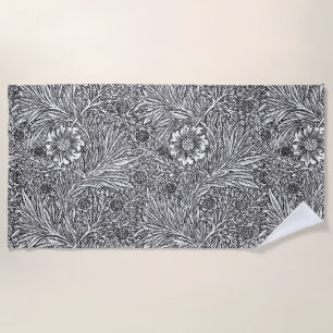 Toalha De Praia Intrair Design Floral em Preto e Branco