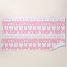 Toalha De Praia Inverno de Natal Rosa e Bonito