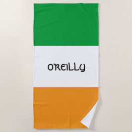 Toalha De Praia Irish Tricolor Flag, Irlanda, com nome