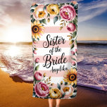 Toalha De Praia Irmã da Noiva Rosa Stripes Casamento Floral<br><div class="desc">Celebrar a Irmã da Noiva com esta elegante toalha de praia, com listras cor-de-rosa macio e delicadas flores a aquarela. Perfeito para casamentos de destino, festas de solteira de praia, ou relaxamento pré-casamento, esta toalha é uma guardiã atenciosa e na moda para a irmã da noiva desfrutar muito depois do...</div>