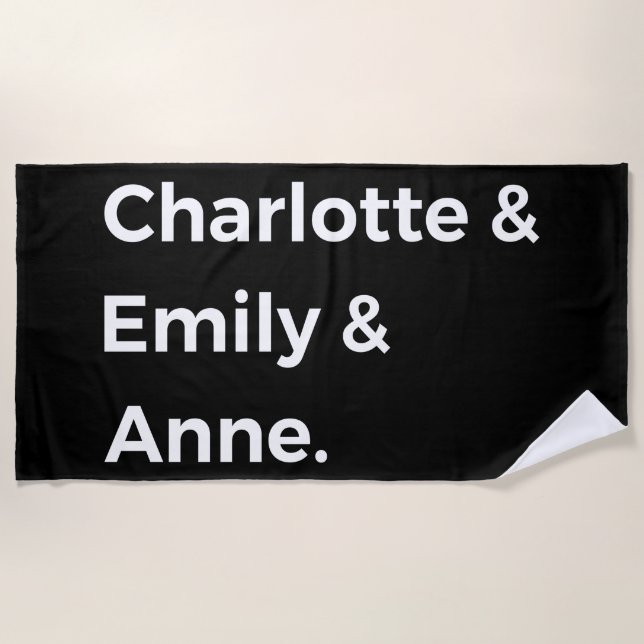 Toalha De Praia Irmãs Brontë I - Charlotte & Emily & Anne (Frente)