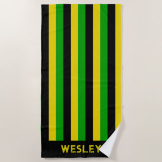 Toalha De Praia Jamaican Flag Colored Black Yellow Green Striped