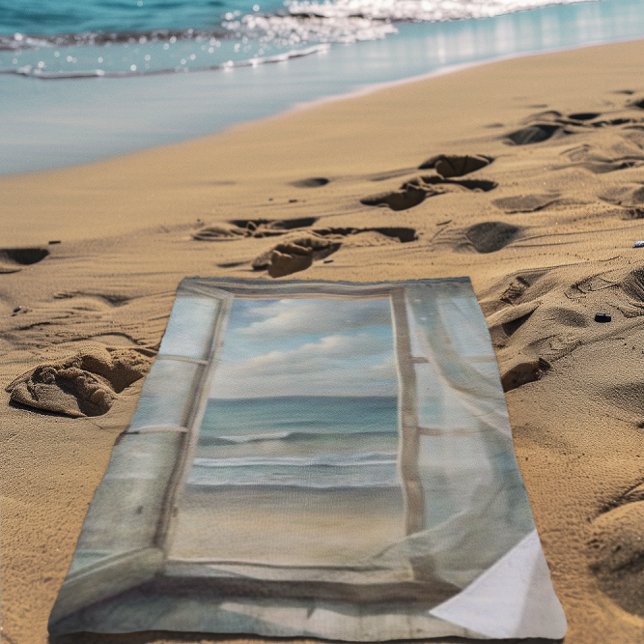 Toalha De Praia Janela para uma Aquarela de brisa do oceano | Lito (Criador carregado)