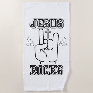 Toalha De Praia Jesus Rocks Festival Bíblico W/B
