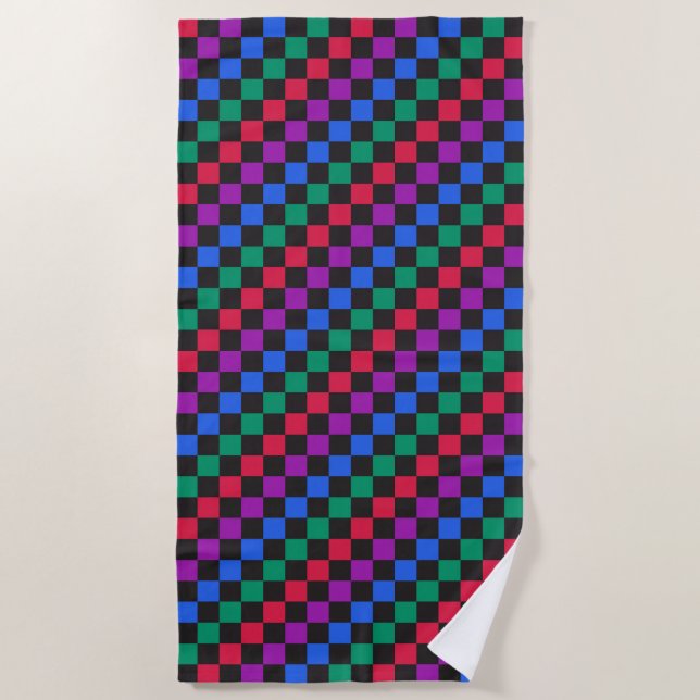 Toalha De Praia Jewel candy diagonal checkerboard pattern (Frente)