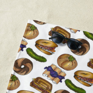 Toalha De Praia Jewish Deli Comida Pickle Reuben Blintz Knish Bage