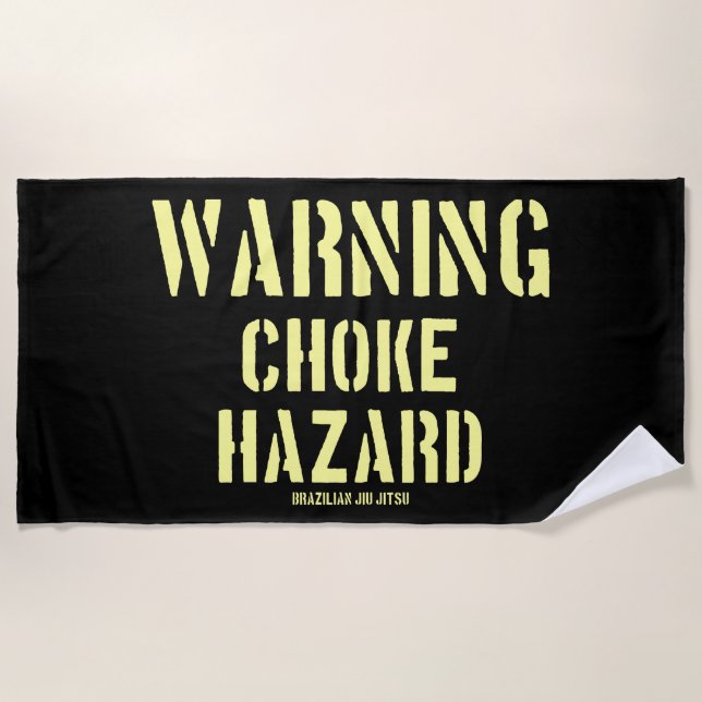 Toalha De Praia Jiu Jitsu Adverte Choke Hazard BJJ Gym (Frente)