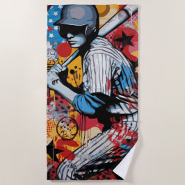 Toalha De Praia Jogador de Beisebol Pop Art