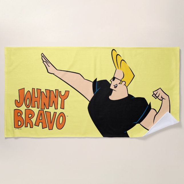 Toalha De Praia Johnny Bravo Flexing (Frente)