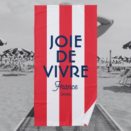 Toalha De Praia Joie De Vivre França Red Cabana Stripe Francês