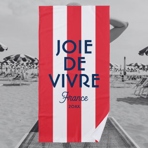 Toalha De Praia Joie De Vivre França Red Cabana Stripe Francês