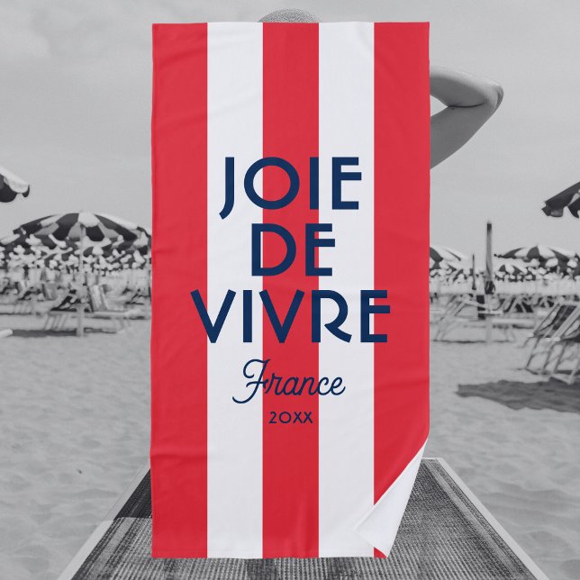 Toalha De Praia Joie De Vivre França Red Cabana Stripe Francês (Criador carregado)