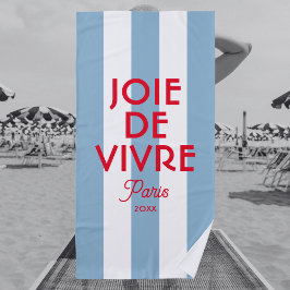 Toalha De Praia Joie De Vivre Paris Blue Cabana Stripe Francês