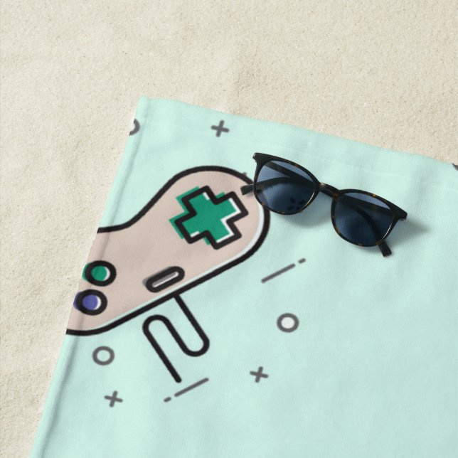 Toalha De Praia Joystick de jogos de cinza em azul (In Situ)