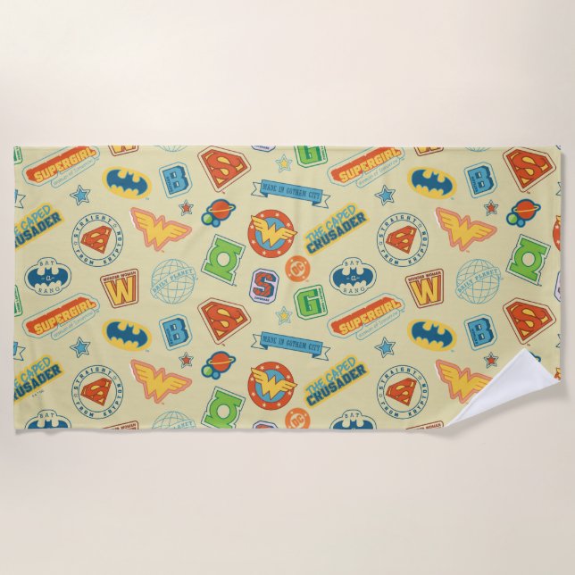 Toalha De Praia Justice League Super Hero Badge Pattern (Frente)