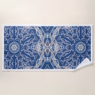 Toalha De Praia Kaleidoscope Azul brilhante, Branco, Estrela Solte