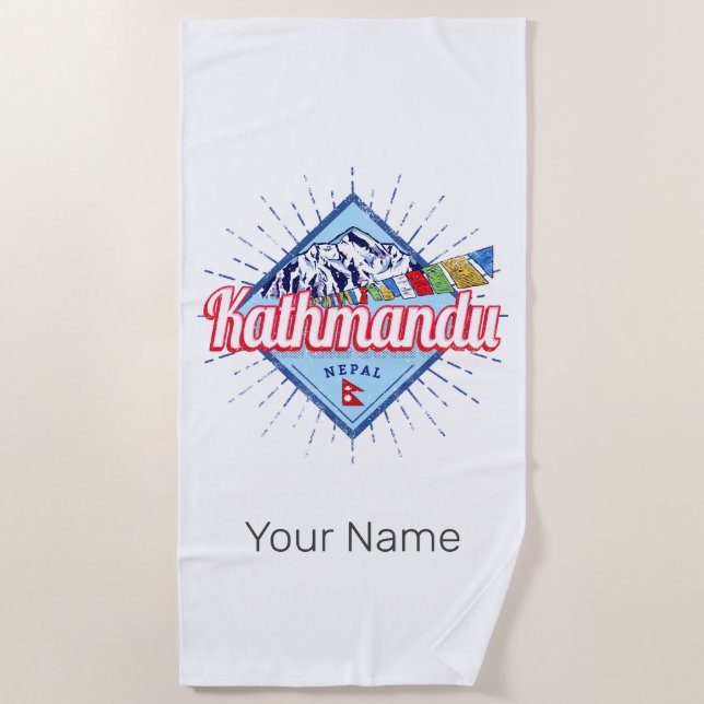Toalha De Praia Katmandu Montanhas Nepal Retro Flagres Souvenir (Frente)