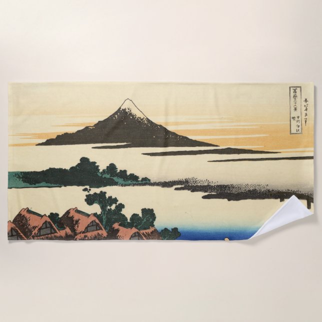 Toalha De Praia Katsushika Hokusai Dawn na província de Kai (Frente)