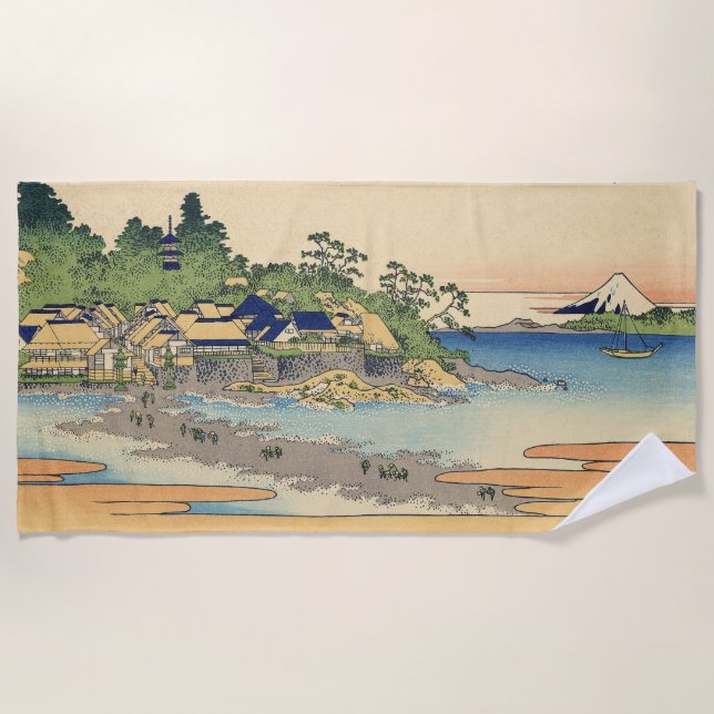 Toalha De Praia Katsushika Hokusai Enoshima na província de Sagami (Frente)