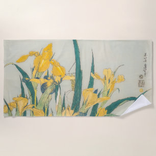 Toalha De Praia Katsushika Hokusai - Gafanhoto e Iris