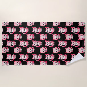 Toalha De Praia Kawaii - Gatinhos Rosa Design