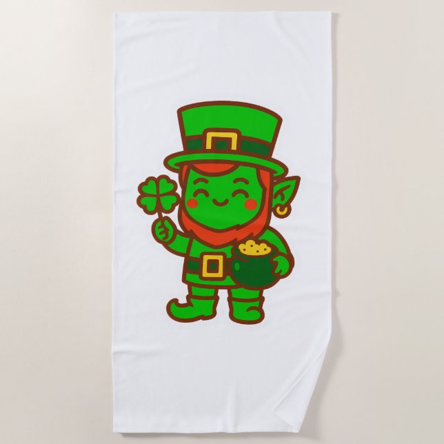 Toalha De Praia Kawaii Lucky Leprechaun (Frente)