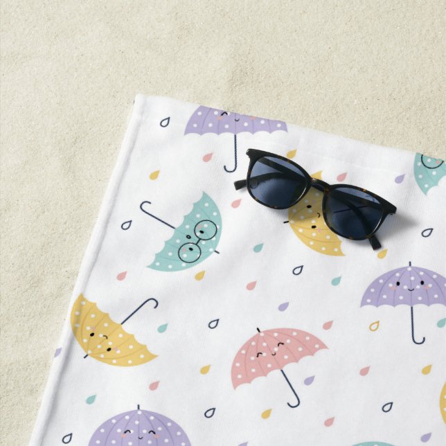 Toalha De Praia Kawaii Pastel Umbrella Pattern Beach Towel (In Situ)