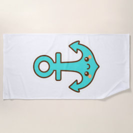 Toalha De Praia Kawaii Turquoise Anchor - Whimsical & Cheerful