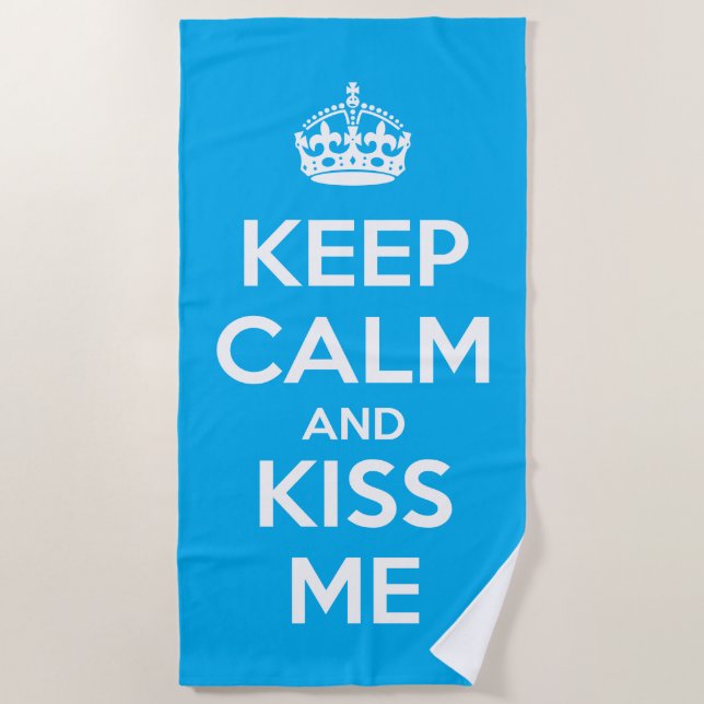 Toalha De Praia Keep Calm and Kiss Me (Frente)