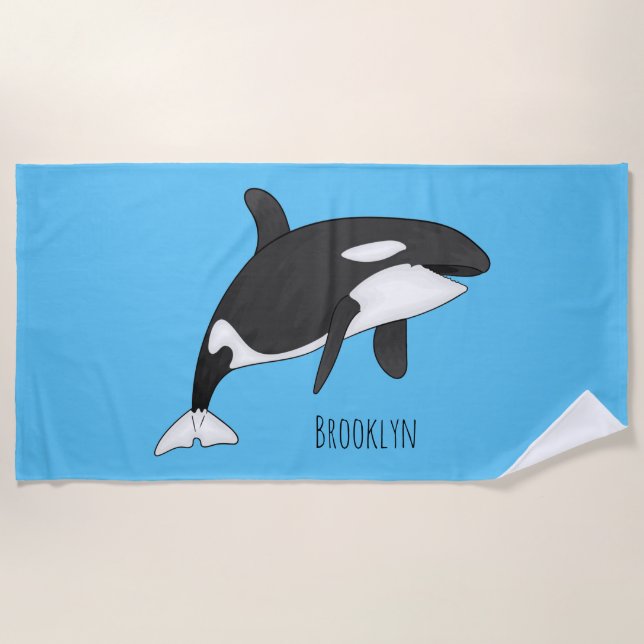 Toalha De Praia Killer whale cartoon illustration (Frente)
