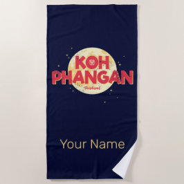 Toalha De Praia Koh Phangan com a ilha de colheita de lua Tailândi