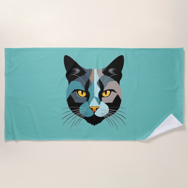 Toalha De Praia Kreative Katzenkopf Illustration (Frente)