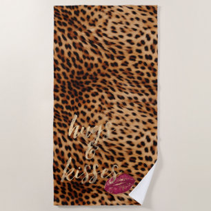 Toalha De Praia Lábios Girly Glam Leopard Kisses