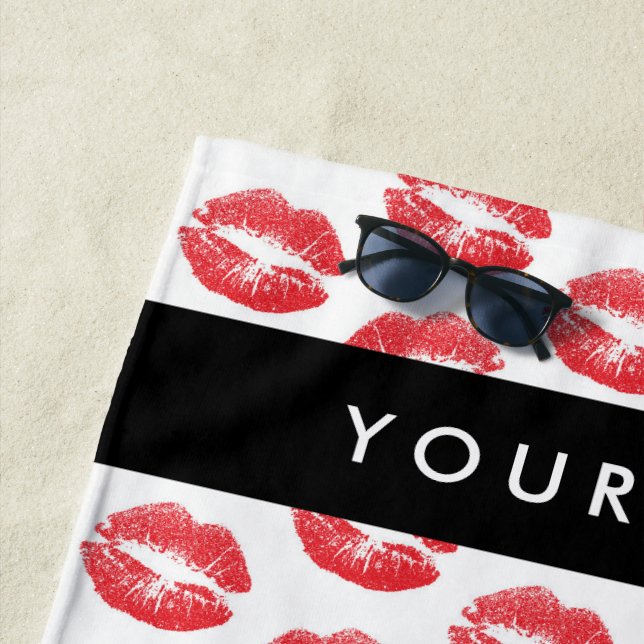 Toalha De Praia Lábios Vermelhos, Beijo, Batom, Seu Nome, Personal (In Situ)