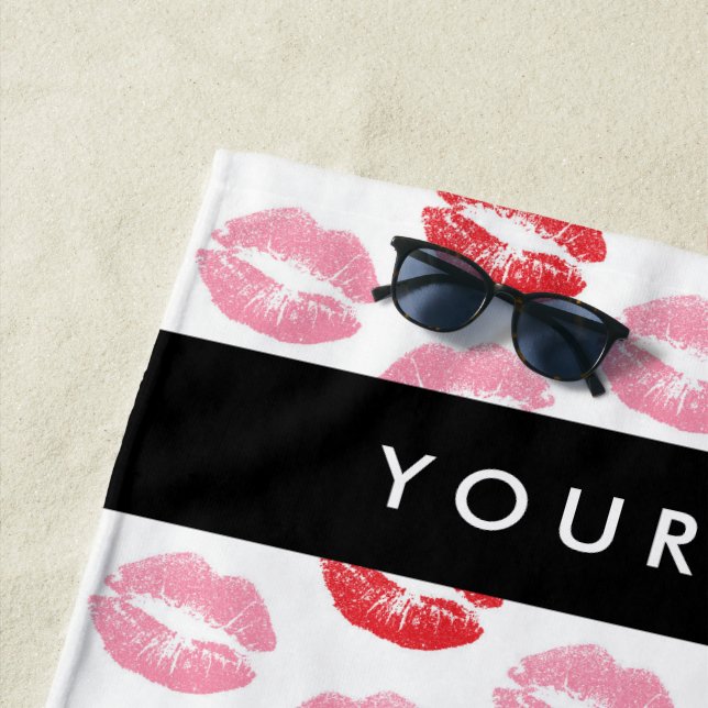 Toalha De Praia Lábios Vermelhos, Lábios Rosa, Beijo, Seu Nome, Pe (In Situ)
